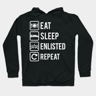 Eat Sleep Enlisted Repeat on Dark Hoodie